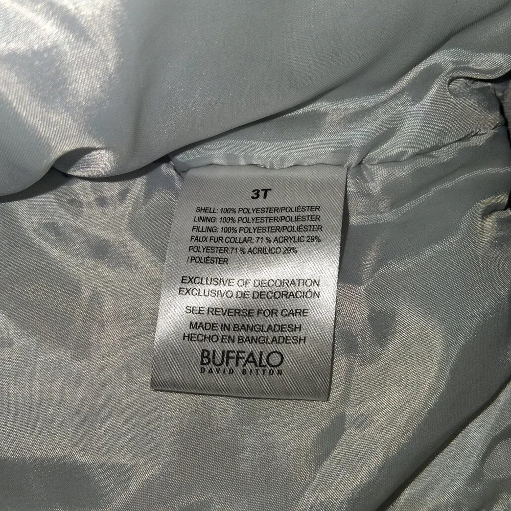 Buffalo‎ David Bitton Kids Silver Star Faux Fur Collar Bomber Jacket Size 3T